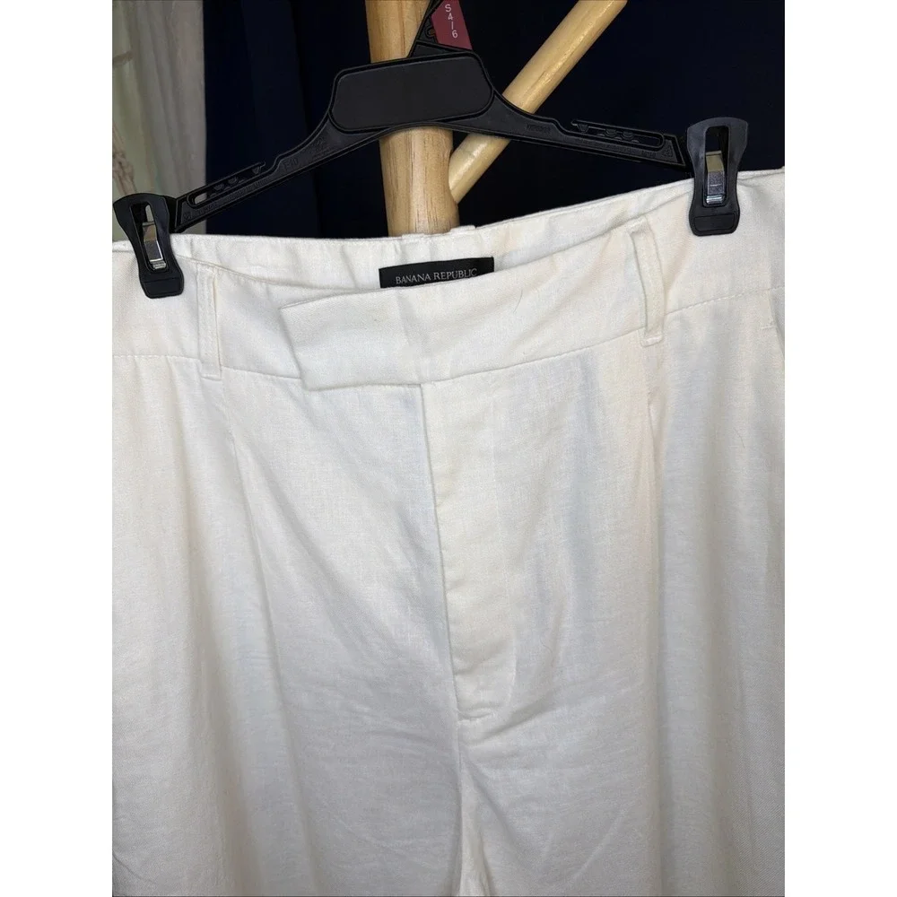 Banana Republic Women's Wide Leg Linen/Cotton Pants -Size 12 - Cream White